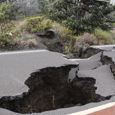 road destroyed by earthquake